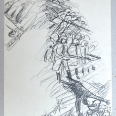 Mihu Vulcanescu "Alegoria razboiului" desen