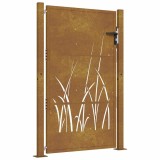 Cumpara ieftin Poarta pentru gradina, 105x130 cm, otel corten, model iarba