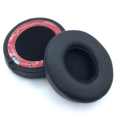 Set 2 bureti pentru casti Beats Solo 3, Solo 2 Wireless, On-Ear, Spuma cu memorie, Piele ecologica, Negru foto
