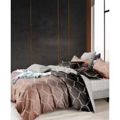 Lenjerie de pat pentru o persoana cu 2 huse de perna dreptunghiulara, Pella, bumbac mercerizat, multicolor