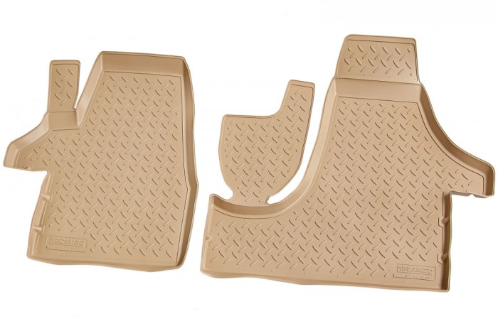 Set de 2 covorase bej cauciuc 3D stil tavita premium pentru VW T5, T6 din 2003
