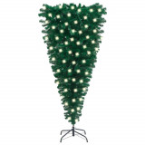 Pom de Crăciun artificial inversat cu LED-uri, verde, 120 cm