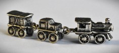 Miniatura din argint 800 - Trenulet / Tren cu locomotiva cu abur si vagoane - 13,4 grame
