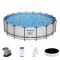 Piscina structura metalica, rotunda, cu filtru, pompa, scara, prelata acoperire, gri, 549x122 cm, Bestway Steel Pro