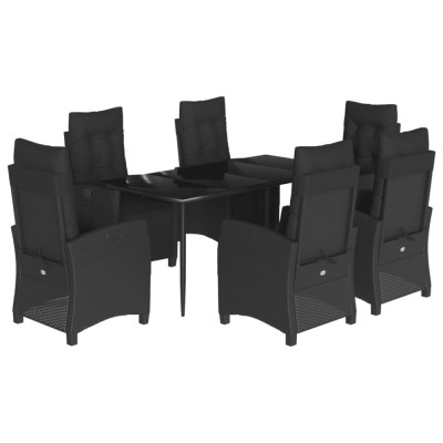 Set mobilier de gradina cu perne, 7 piese, negru, poliratan foto