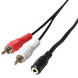 Poss Cablu Audio Jack F/RCA 0.25M 3.5MM Negru PSAUD25, General