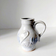 Vaza carafa cu lebada, ceramica glazurata, vintage, 12cm inaltime