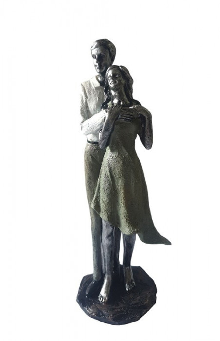 Statueta decorativa, Cuplu de Indragostiti, Argintiu, 21 cm, GXL009