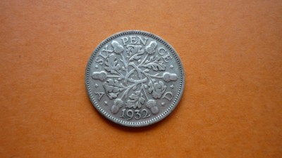 6 PENCE 1932 ARGINT ***** foto