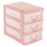 Cutie Organizare Birou, Model Plastic, Culoare Roz, Dimensiuni 11x9x13cm, 3 Sertare, Oem