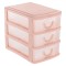 Cutie Organizare Birou, Model Plastic, Culoare Roz, Dimensiuni 11x9x13cm, 3 Sertare