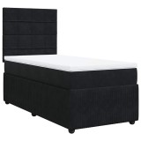 Cumpara ieftin Pat box spring cu saltea, negru, 80x200 cm, catifea
