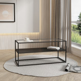 Masuta cafea Solund 102x43x46cm otel sticla negru mat [en.casa] HausGarden Leisure, [en.casa]