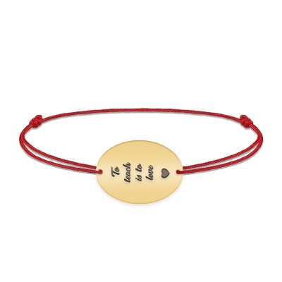 Master - Bratara personalizata snur pentru absolvire To teach is to love din argint 925 placat cu aur galben 24K foto
