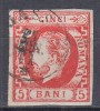 ROMANIA 1871/72 LP 30 REGELE CAROL I CU BARBA 5 BANI ROSU STAMPILAT