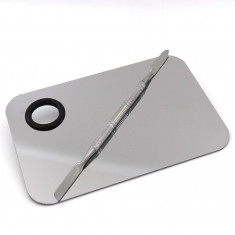 Paleta dreptunghiulară cu spatulă din oțel inoxidabil pentru amestecarea machiajului