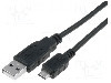 Cablu USB A mufa, USB B micro mufa, USB 2.0, lungime 1.8m, negru, VCOM - CU271-018-PB