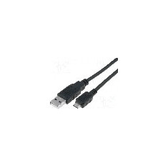 Cablu USB A mufa, USB B micro mufa, USB 2.0, lungime 1.8m, negru, VCOM - CU271-018-PB