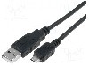 Cablu USB A mufa, USB B micro mufa, USB 2.0, lungime 1.5m, negru, VCOM - CU271-015-PB foto