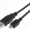 Cablu USB A mufa, USB B micro mufa, USB 2.0, lungime 0.8m, negru, VCOM - CU271-008-PB