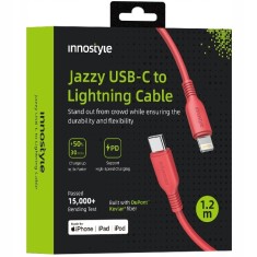 Innostyle Jazzy Jazzy Usb-C Lightning Mfi Cablu De &Icirc;ncărcare Rapidă Pentru Iphone Kevlar 1M Roșu