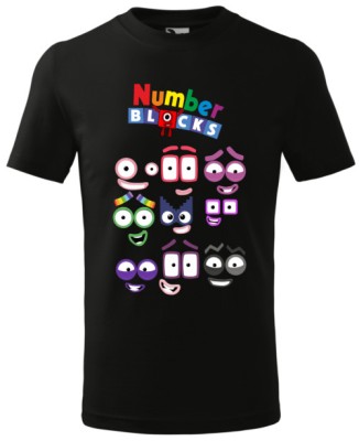 Tricou Personalizat Negru Number Blocks pentru Copii foto