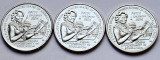 Set 3 monede 25 cents / quarter dollar 2024 USA, ,Patsy Takemoto Mink Lit. PDS, America de Nord