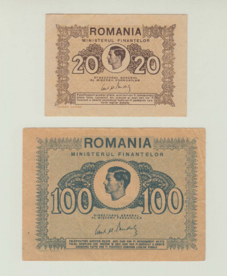 ROMANIA - SET 20 LEI 1945 UNC + 100 LEI 1945 , B1.130 foto