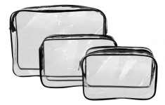 Set 3 genti organizatoare de calatorie cu fermoar Surface Mitt, transparente - RESIGILAT