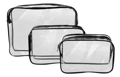 Set 3 genti organizatoare de calatorie cu fermoar Surface Mitt, transparente - RESIGILAT foto