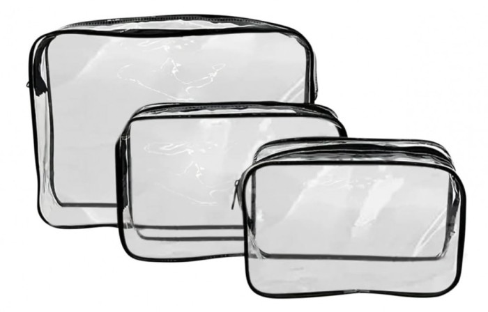 Set 3 genti organizatoare de calatorie cu fermoar Surface Mitt, transparente - RESIGILAT