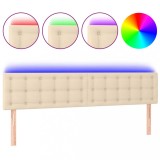 Cumpara ieftin Tablie de pat cu LED, crem, 200x5x78/88 cm, textil
