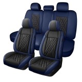 Cumpara ieftin Set Huse Auto universale lux din piele ecologica, albastru si negru pentru scaune fata si spate