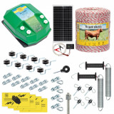 Pachet gard electric complet 1000&nbsp;m, 4,5&nbsp;Joule, cu sistem solar, pentru animale domestice, AgroElectro