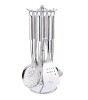Set 7 Ustensile Bucatarie Zass Gourmet ZG-KT 03 Inox, Suport Inclus, Otel Inoxidabil 430, Paleta, Polonic, Furculita, Lingura, Pasator - RESIGILAT
