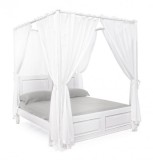Pat lemn cu baldachin alb Colette 175x209x210 cm