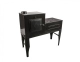 Soba Lemne cu Plita si Cuptor (Ler) Cizma L Neagra 7kW, Evacuare Stanga, Focar Samota, Plita Fonta