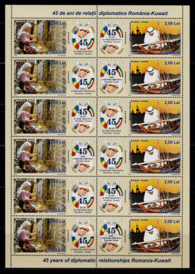 RO 2008 LP 1806g &amp;quot;Romania-Kuwait - 45 ani rel. dipl.&amp;quot; , mcoala 6 serii ,MNH foto