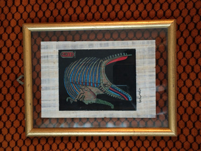 Papirus suvenir - Egipt - Faron egiptean - papirus inramat cu sticla 24/18 cm foto
