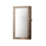 Dulap de perete cu oglinda pentru bijuterii, Artool, MDF, raft inferior, maro rustic, 37x10x67 cm, Leobert