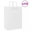 VidaXL Pungi de h&acirc;rtie 250 buc cu m&acirc;nere albe 32x17x44 cm