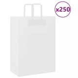 vidaXL Pungi de h&acirc;rtie 250 buc cu m&acirc;nere albe 32x17x44 cm