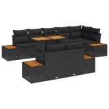 vidaXL Set de masă pentru grădină cu pernă Manual 9 pcs Negru și Maro 3350080