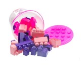 Set de joaca galetusa cu 48 blocuri de construit roz/mov, Oem