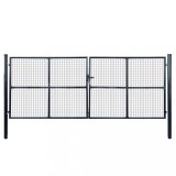 vidaXL Poartă din plasă grădină, oțel galvanizat, 400 x 150 cm, gri
