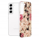 Techsuit - Marble Series - Samsung Galaxy S22,roz cu flori