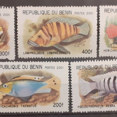 Benin 2001 pesti, fauna marina 5v mnh