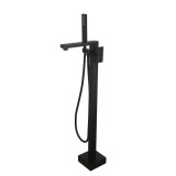 Robinet independent Vina Leziter negru mat alama masiva, Baterie baie Freestanding, 150cm