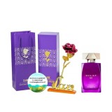 Cumpara ieftin Set complet pentru Ea, Apa de parfum Eclat Nuit, insotit de insigna Dactylion cu mesaj motivational, cadou un trandafir rosu suflat la baza cu aur, Oriflame