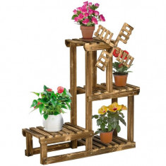 Suport pentru ghivece de flori, lemn, 4 niveluri, 4 locuri, 76x30x90 cm GartenVIP DiyLine